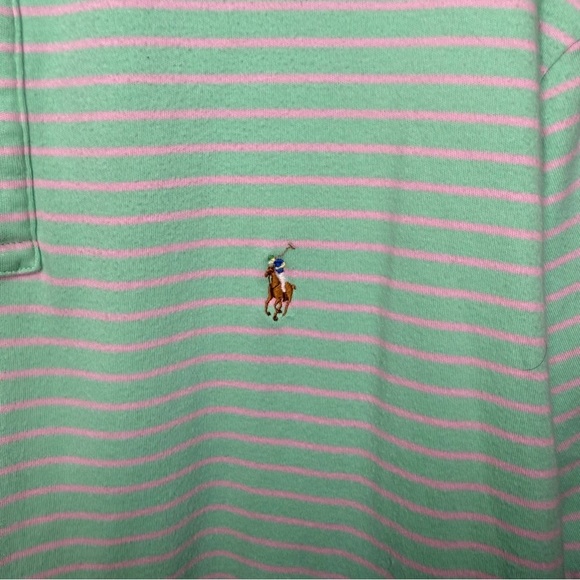 Polo by Ralph Lauren Mens Green Light Pink Striped Shirt Size XL GUC 100% Cotton - Picture 3 of 5